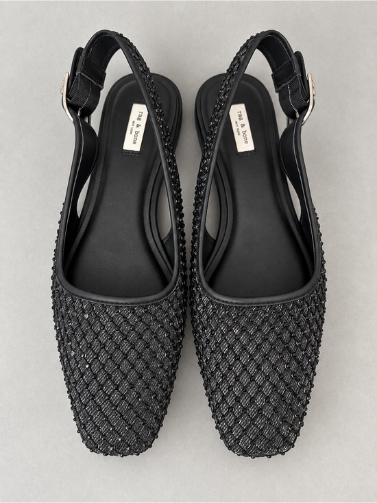 rag & bone Shoes - Rag & Bone Astra Diamante Mesh Slingback Flats Black Size 8.5
